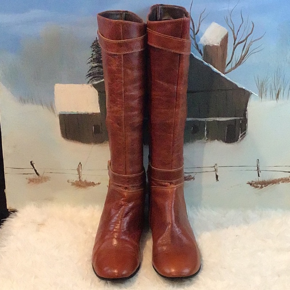 VINTAGE RUST LEATHER BOOTS.SZ 8 - Picture 9 of 14